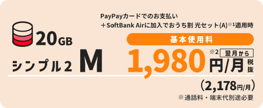 シンプル2 M 1,980円/月（税別）